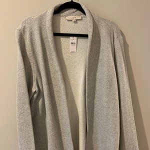 LOFT Grey Shawl Collar Open Cardigan